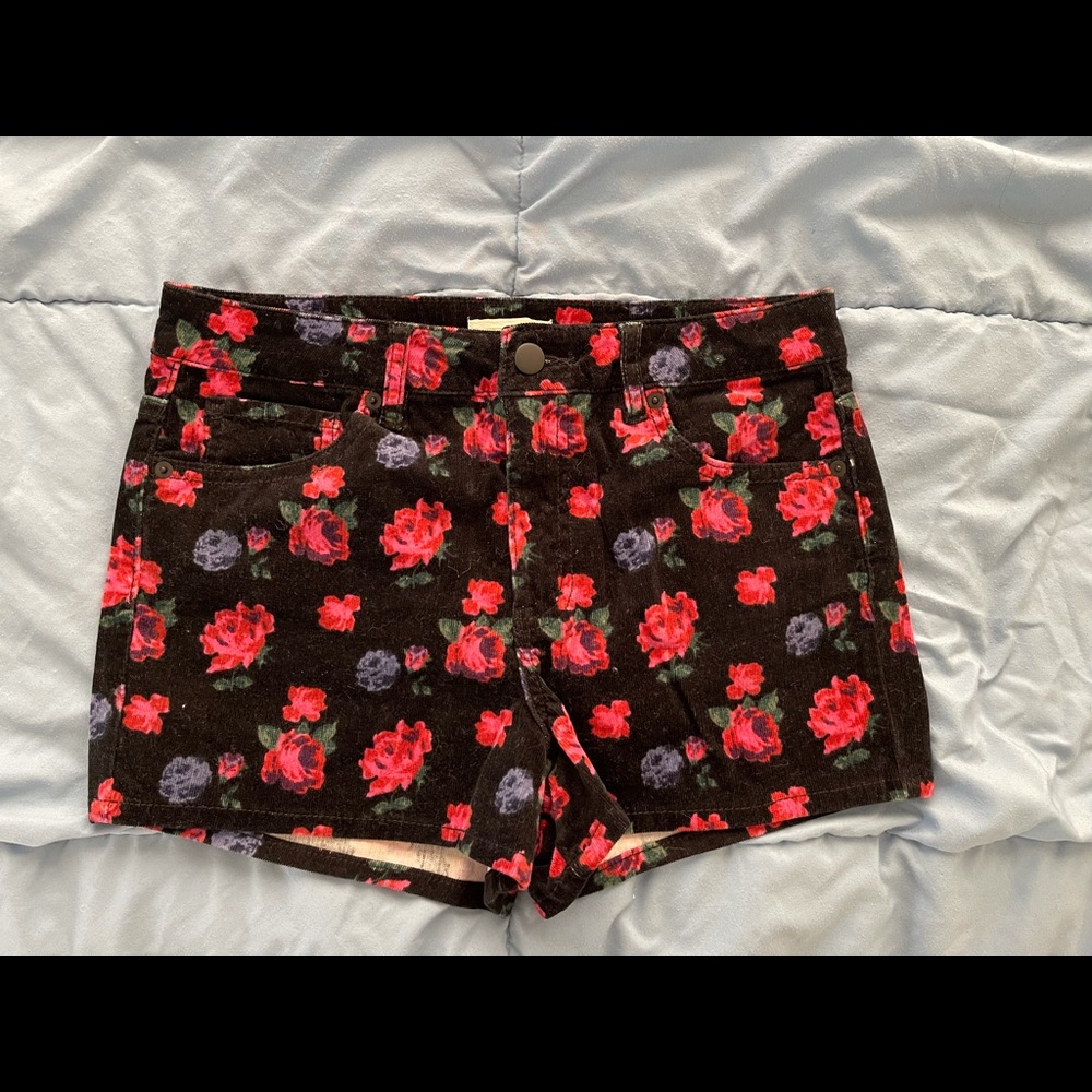 F21 Floral Velvet Shorts